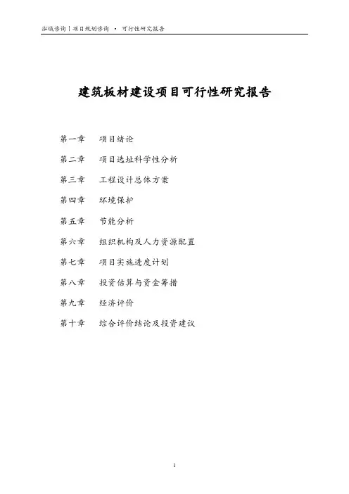 建筑板材建设项目可行性研究报告