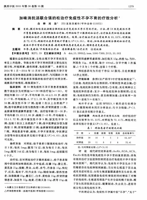 加味消抗汤联合强的松治疗免疫性不孕不育的疗效分析