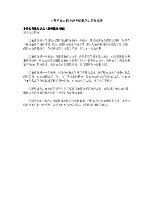 小升初民办初中必考知识点之逻辑推理