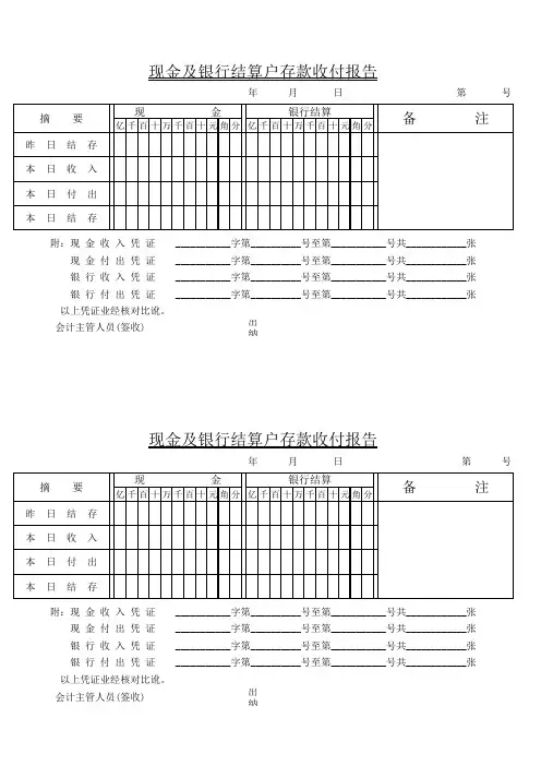 现金及银行存款结算户存款收付报告