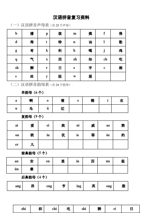 汉语拼音复习资料