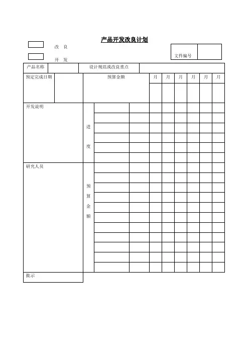 产品开发改良计划