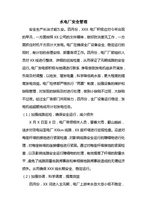 水电厂安全管理