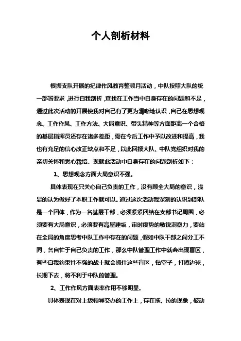 个人剖析材料