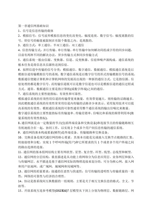 现代通信技术知识点总结(考研复试)