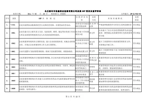 GSP实施情况自查评审表样表