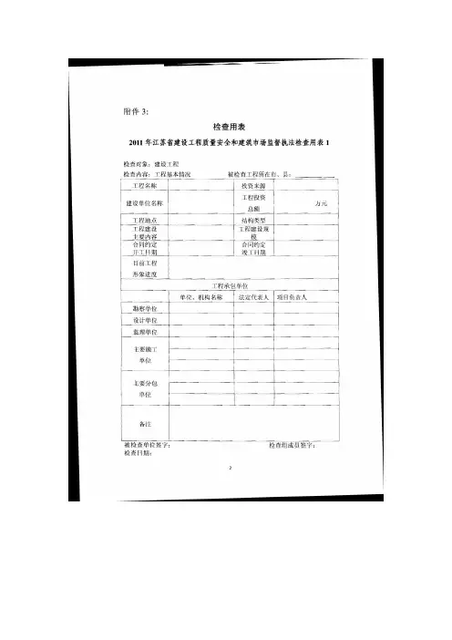 质量检查表