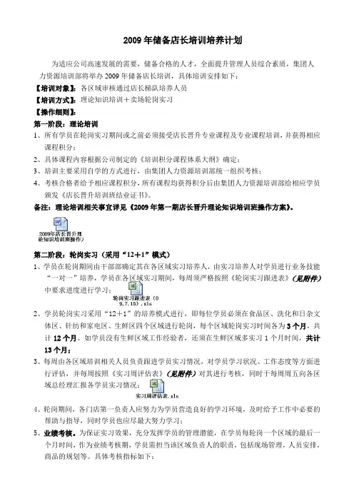 最新储备店长培训培养计划!