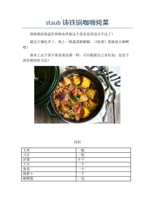 staub铸铁锅咖喱炖菜