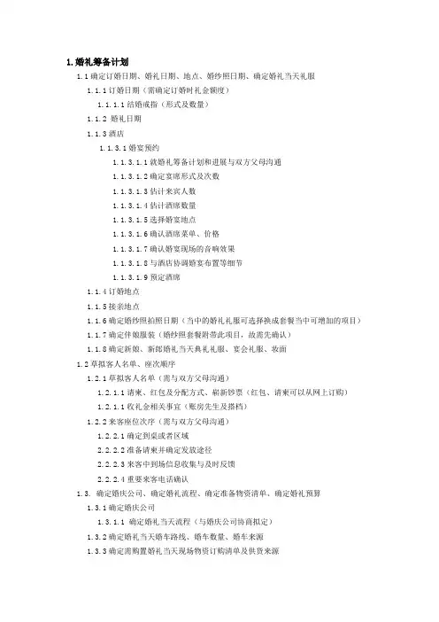 婚礼准备相关事宜 - 初定稿