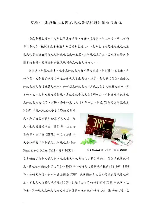 染料敏化太阳能电池关键材料的制备与表征