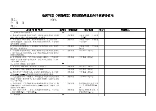 重点科室院感质控考核标准(1)