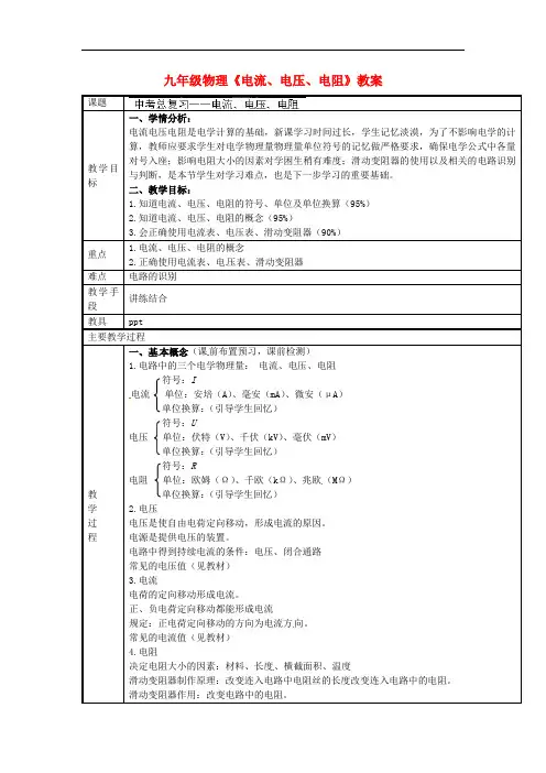 苏科版物理九年级上册《14.1 电阻》word教案 (2)