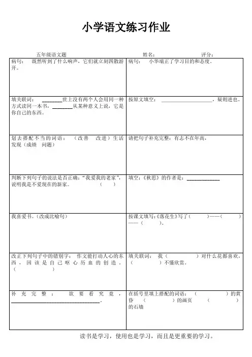 小学五年级语文精题选做II (51)