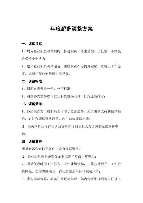 年度调薪方案
