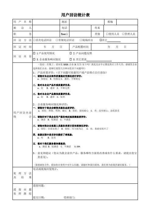 客户回访记录表