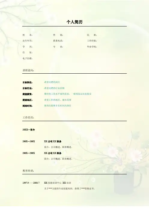 简历模板 标准彩色背景 2页 无封面19