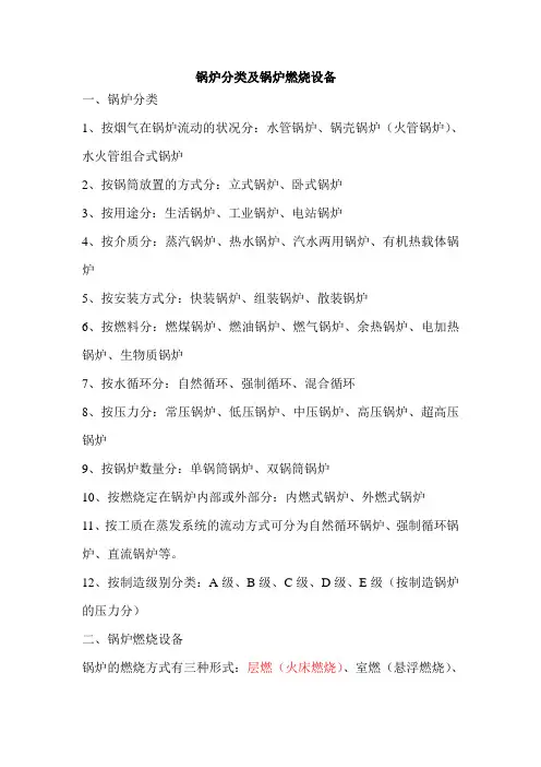 锅炉分类及锅炉燃烧设备