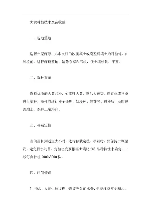 大黄种植技术及亩收益