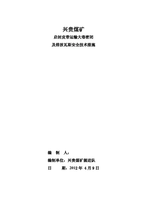 启封密闭排放瓦斯安全技术措施