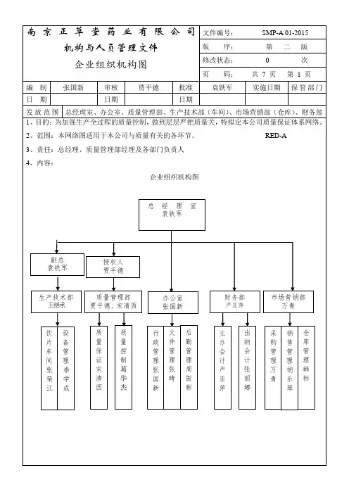 01质量管理体系组织机构图