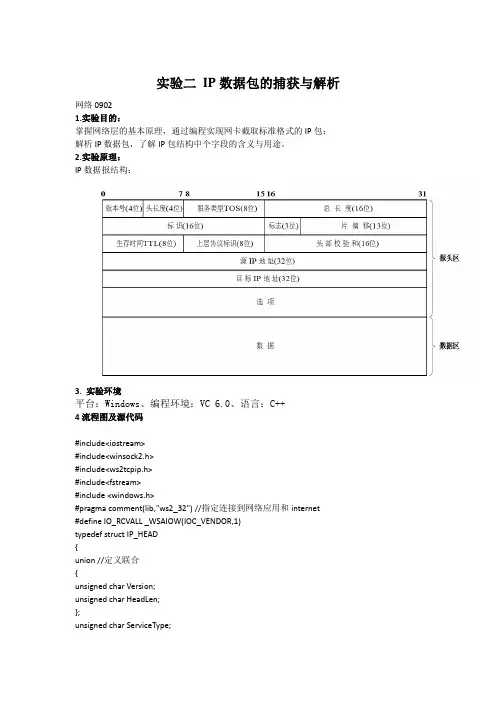 实验二 IP数据包的捕获与解析