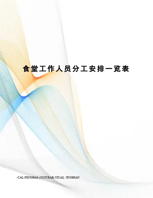 食堂工作人员分工安排一览表