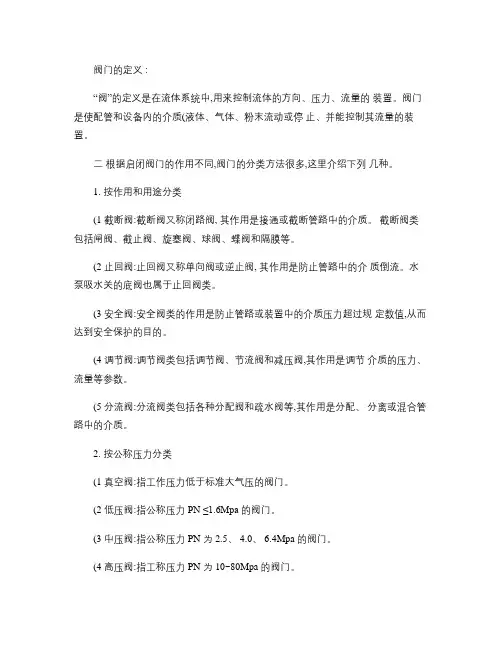 阀门的定义及专业术语(精)
