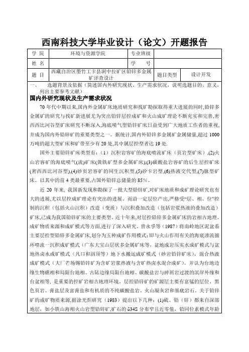 矿产类开题报告
