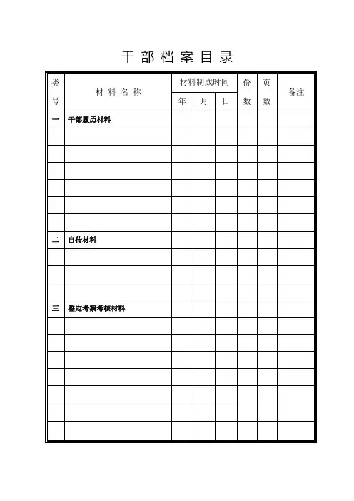 人事档案目录(空白)