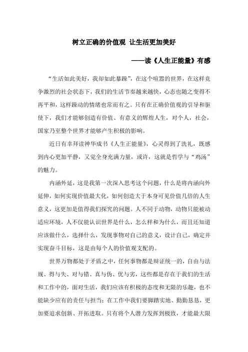 《人生正能量》读后感