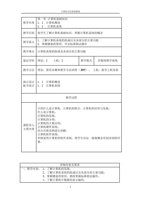 《计算机应用基础》教案 2
