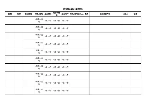 往来电话记录台账(模板)