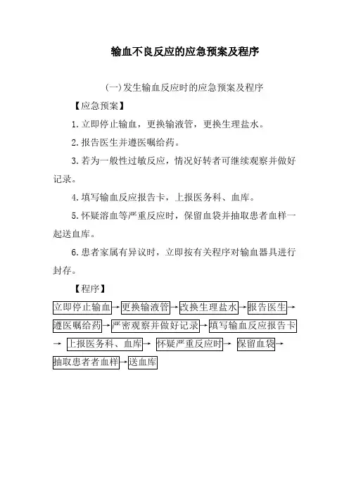 输血不良反应应急预案 2