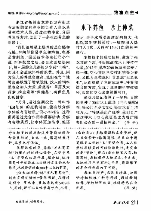 水下养鱼 水上种菜