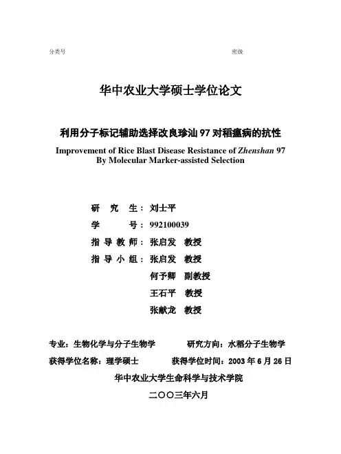 硕士学位论文封面范例