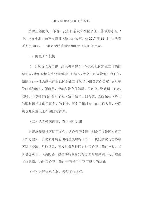 2017社区矫正工作总结