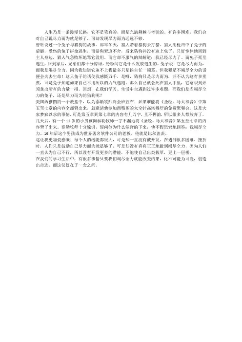 选择尽力而为还是竭尽全力