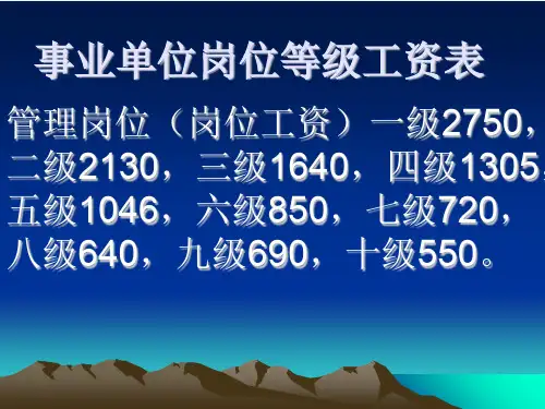 事业单位岗位等级工资表