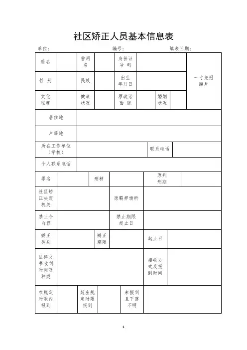 社区矫正人员基本信息表