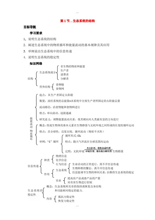 新编人教版高中生物必修三第5章生态系统及其稳定性能力专题5.1生态系统的结构导学案