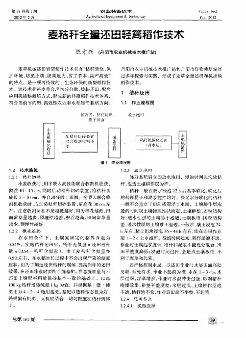 麦秸秆全量还田轻简稻作技术