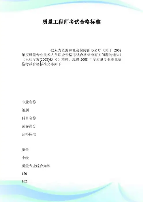 质量工程师考试合格标准.doc