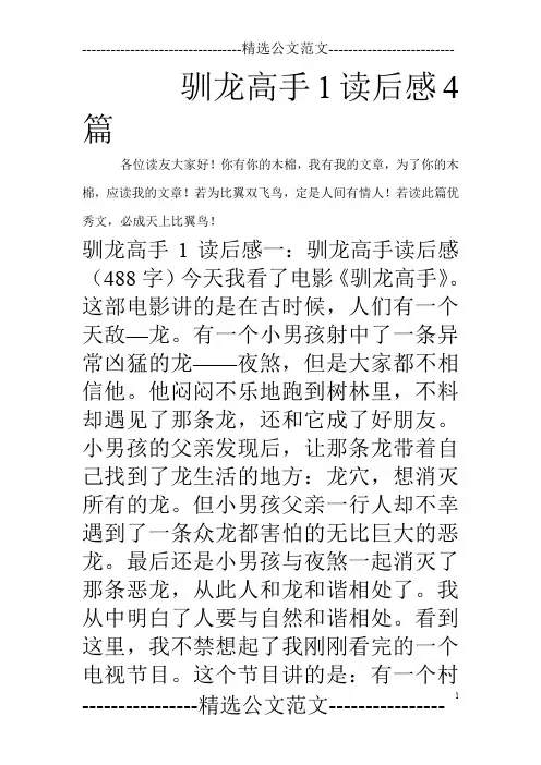 驯龙高手1读后感4篇_0