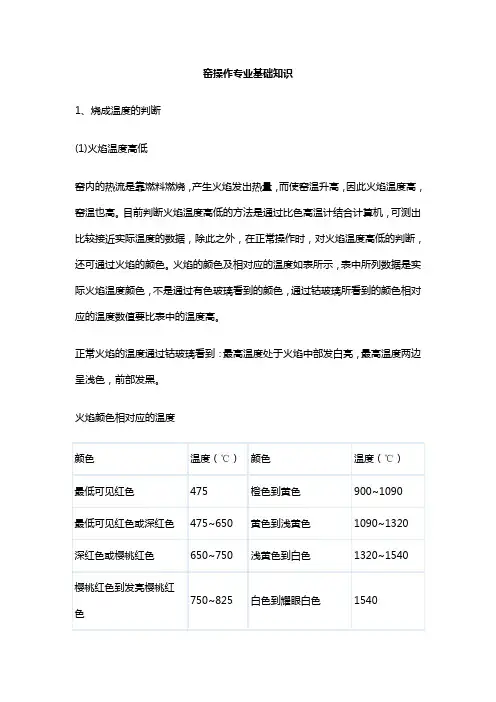 窑操作专业基础知识