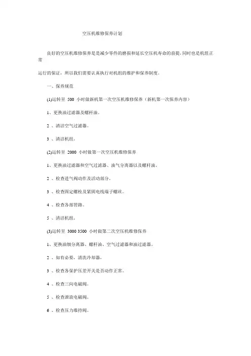 空压机维修保养计划