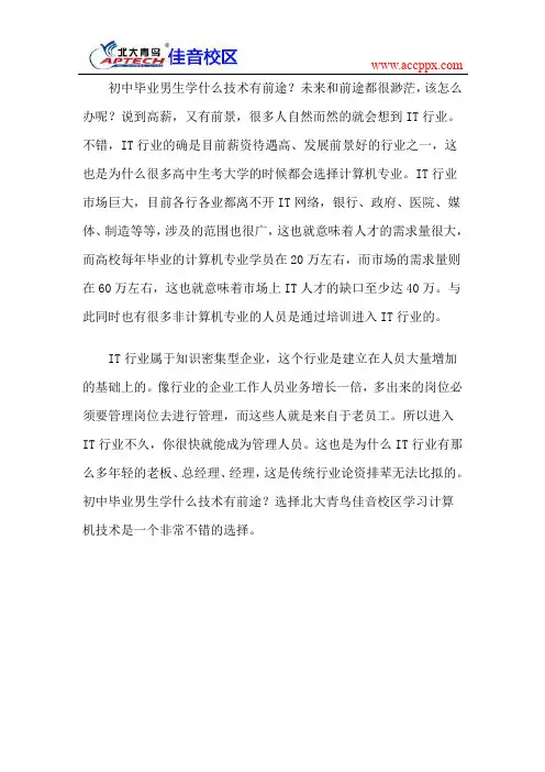 初中毕业男生学什么技术有前途？