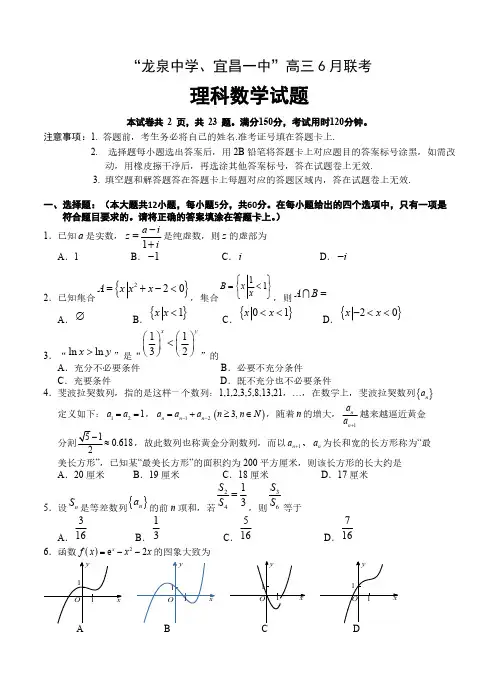 湖北省宜昌一中、龙泉中学2020届高三6月联考数学(理)试题(含答案)