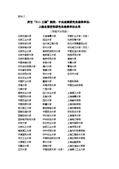 其他211大学名单