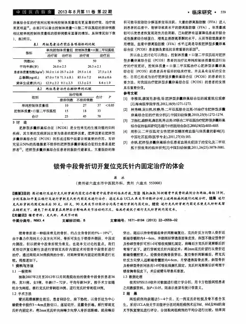 锁骨中段骨折切开复位克氏针内固定治疗的体会